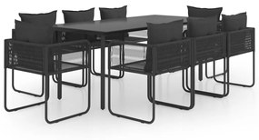 Set mobilier de masa pentru gradina, 9 piese, negru, ratan PVC Lungime masa 190 cm, 9