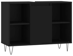 831629 vidaXL Dulap pentru baie, negru, 80x33x60 cm, lemn compozit