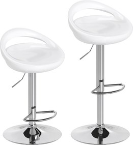 HOMCOM Set 2 Scaune de Bar Rotative cu Suport pentru Picioare și Înălțime Reglabilă, 46x41x76-96 cm, Alb | Aosom Romania