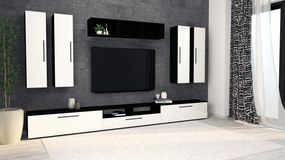 Living haaus Haga V4, Alb Lucios/Negru, MDF, L 360 cm