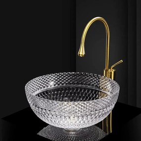 Lavoar pe blat Rea Sue sticla securizata rotund 40 cm transparent lucios