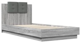 3209938 vidaXL Cadru de pat cu tăblie gri sonoma 100x200 cm lemn prelucrat