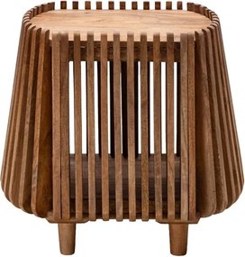 Măsuță laterală din lemn de mango, cu structură din lamele verticale, natur, finisaj satinat, 63×52×56.5 cm, „Narok"