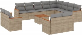 vidaXL Set canapele de grădină, 13 piese, cu perne, bej, poliratan