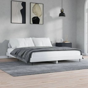 vidaXL Cadru de pat, alb extralucios, 120x200 cm, lemn prelucrat