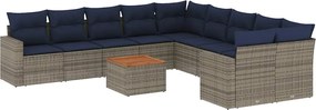 vidaXL Set canapele de grădină cu perne, 11 piese, gri, poliratan