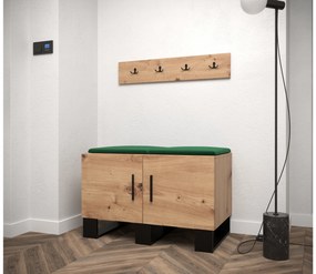 Set mobilier pentru hol Amanda 21 (Stejar artisan + verde). 1086043