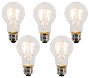 Set de 5 becuri cu filament LED E27 A60 2W 210lm 2200K
