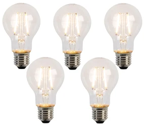 Set de 5 becuri cu filament LED E27 A60 2W 210lm 2200K