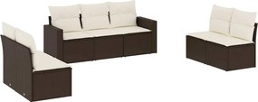 vidaXL Set canapele de grădină cu perne, 7 piese, maro, poliratan