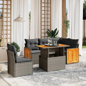 vidaXL Set canapele de grădină cu perne, 6 piese, bej, poliratan