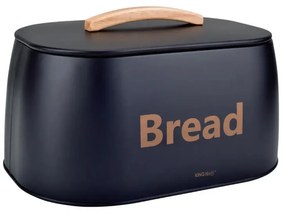 Cutie pentru paine Kinghoff KH 1946, 35 cm, Corp metalic, Maner din lemn, Negru