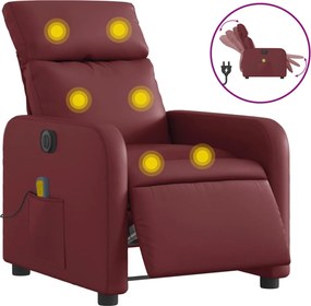 vidaXL Fotoliu de masaj electric rabatabil, roșu vin, piele ecologică