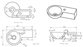 Sapho - Lavoar suspendat de colț BLOK 40 x 23 cm, montare pe dreapta, antracit