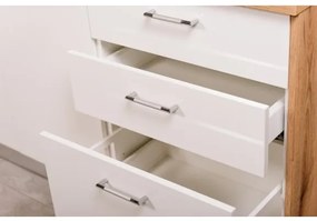 Bucatarie Primo, Alb Lucios Si Natur, Front Mdf, 261.1 X 220 X 60 Cm