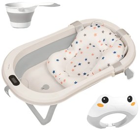 Set complet baita bebe 3 in 1 include cadita pliabila cu termometru, dop si furtun, hamac ajustabil, recipient clatire pliabil, viziera ajustabila Kidizi Folda