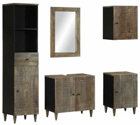vidaXL Set mobilier de baie, 5 piese, lemn masiv de mango