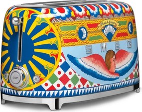 Prajitor de paine SMEG Dolce & Gabbana Sicily is my Love! TSF02DGEU, 1500 W, 4 felii, 6 trepte, Tava pentru firimituri, Cablu integrat, Otel inoxidabil, Multicolor