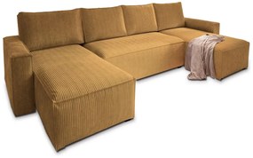 Set de canapea in forma de U COSARO galben mustar 295x140 cm