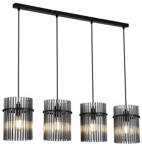 Lustra suspendata metal negru, tije din sticla Swizzle 4L