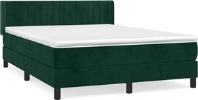 vidaXL Pat box spring cu saltea, verde închis, 140x190 cm, catifea