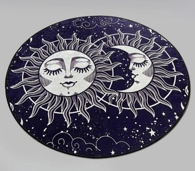 Covoras baie ATEN DJT, 80x80 cm, forma rotunda, poliester, albastru in
