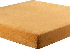 decoDoma Cearceaf cu elastic din micropluș de culoarea mierii 180 x 200 cm