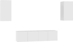 vidaXL Set comodă TV, 4 piese, alb, lemn prelucrat
