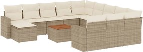 vidaXL Set canapele de grădină, 13 piese, cu perne, bej, poliratan