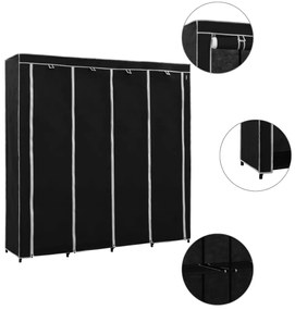 vidaXL Șifonier cu 4 compartimente, negru, 175 x 45 x 170 cm