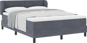 vidaXL Pat cu arcuri cu saltea Gri închis 140 x 200 cm Catifea
