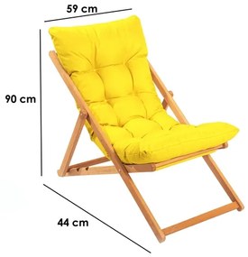Șezlong de grădină galben/fag