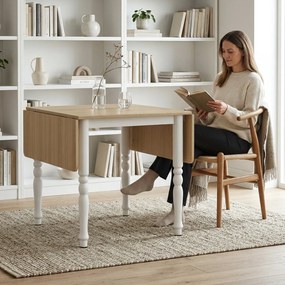 HOMCOM Masă Pliabilă pentru 2-6 Persoane, Extensibilă, Efect de Lemn, Finisaj Natural | Aosom Romania