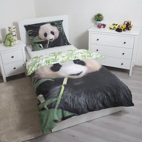 Lenjerie de pat pentru copii din bumbac pentru pat de o persoană 140x200 cm Panda – Jerry Fabrics