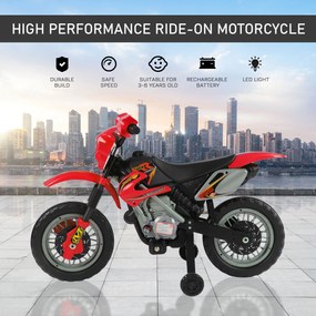 Moto Cross Electric pentru Copii cu Role din PP și fier, 102×53×66cm Roșu HOMCOM | Aosom RO