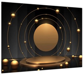 Tablou pe sticlă - Cercuri aurii (70x50 cm)