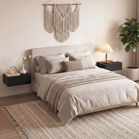 HOMCOM Set de 2 Noptiere Suspendate cu Sertar, 40x30x15 cm, Negru | Aosom Romania