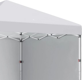Outsunny Pavilion pliabil, 2 pereți laterali, reglabil pe înălțime, cu geantă de transport, cadru din oțel inoxidabil, 3x3 m, Alb | Aosom Romania