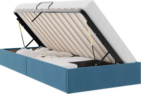 vidaXL Pat cu storage cu headboard Albastru închis 90 x 200 cm Catifea