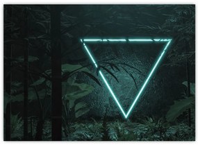 Tablou pe sticlă - Triunghi de neon în junglă (70x50 cm)