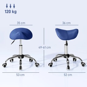 HOMCOM Taburet cu role, scaun de lucru cu înălțime reglabilă 49-61 cm și șezut ergonomic, 52x53x49-61cm, bleu | Aosom Romania