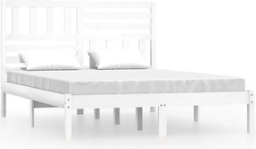 vidaXL Cadru de pat, alb, 160x200 cm, lemn masiv de pin