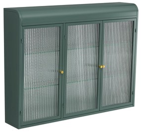 Dulap de Perete cu 3 Uși din Sticlă cu Design Curbat, Verde închis | Aosom Romania