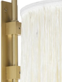 Lampă de perete orientală aurie cu abajur crem cu franjuri - Franxa