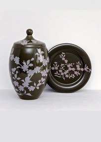 Set Vaza + Platou Flora (Maro Olive)