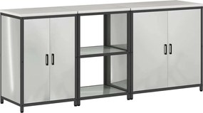 vidaXL Set de depozitare pentru bucătărie cu raft 3 pcs Argintiu