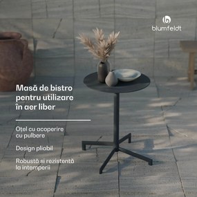 Blumfeldt UrbanEdge masă bistrot | masă în picioare | 60 cm | pliabilă | vopsită electrostatic | rezistentă la intemperii