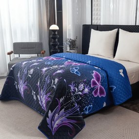Cuvertura de pat VIOLET BUTTERFLY, albastru inchis Dimensiune: 170 x 210 cm