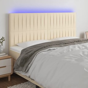 3122689 vidaXL Tăblie de pat cu LED, crem, 200x5x118/128 cm, textil