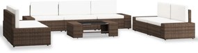 vidaXL Set mobilier de grădină, 8 piese, maro, poliratan